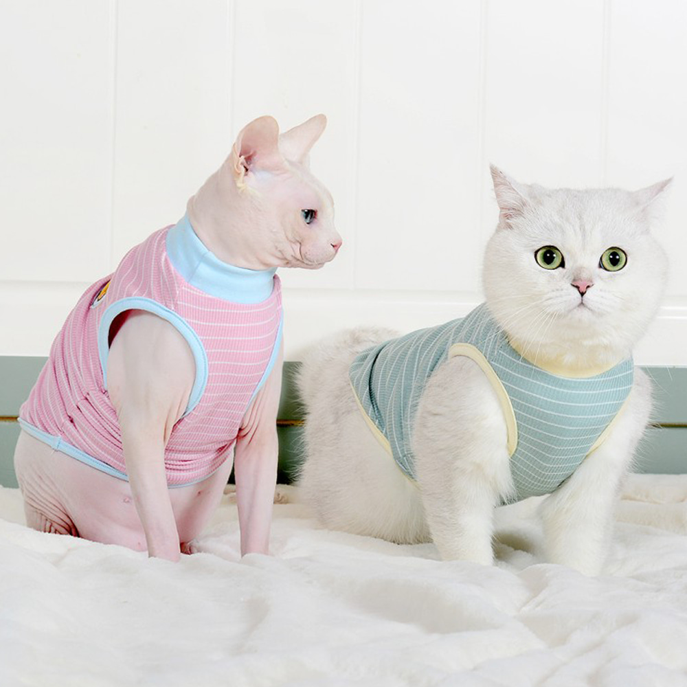 펫보스 고양이 스핑크스 옷 면 민소매 티셔츠